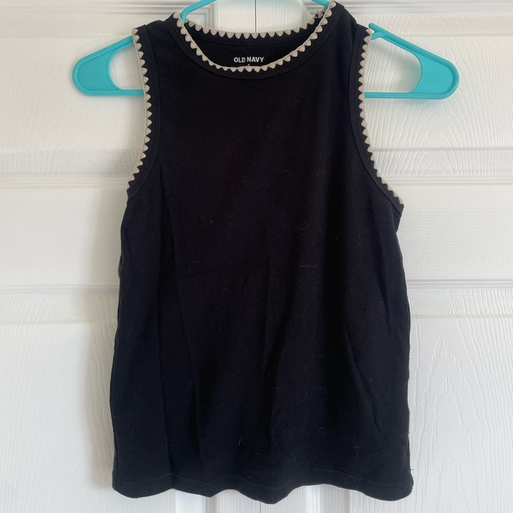Old Navy Black Top with Cream Trim